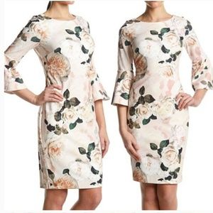 CALVIN KLEIN Floral Bell Sleeve Dress